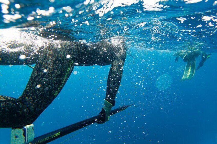 Sub Fishing And Snorkeling In The Waters Of Capri