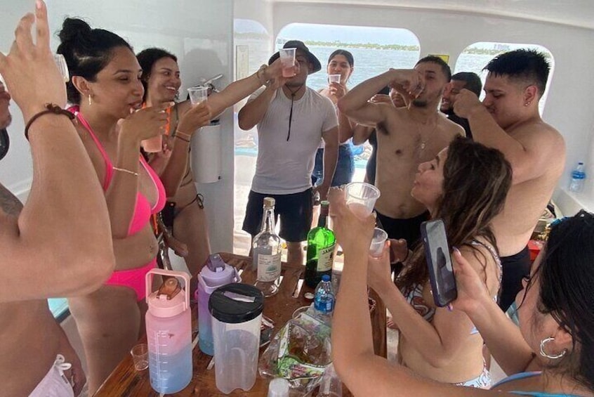 Enjoy free beer and wine abroad our 3 hour party boat with water sports included
