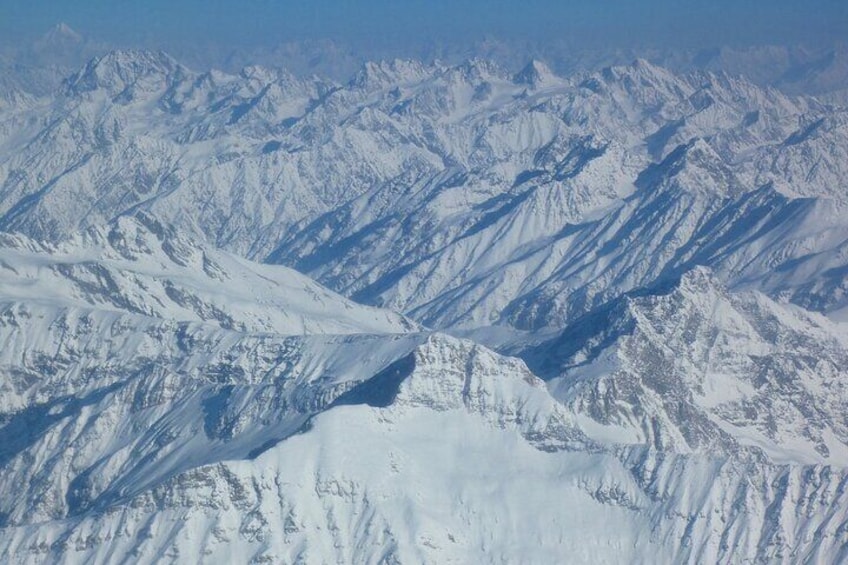 Aerial view of Karakorum Mountains during the flight from Islamabad to Skardu