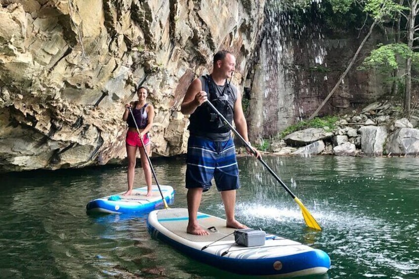 Owner and instructor Shannon enjoying sharing Summersville Lake with guests.