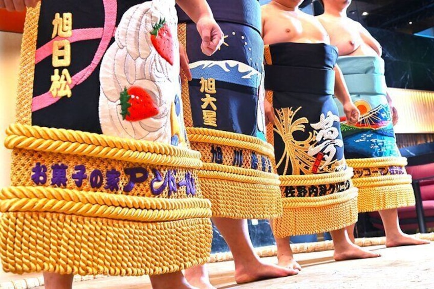  ornamental mawashi aprons (a type of beautiful loincloth worn by the wrestlers when entering the ring) 