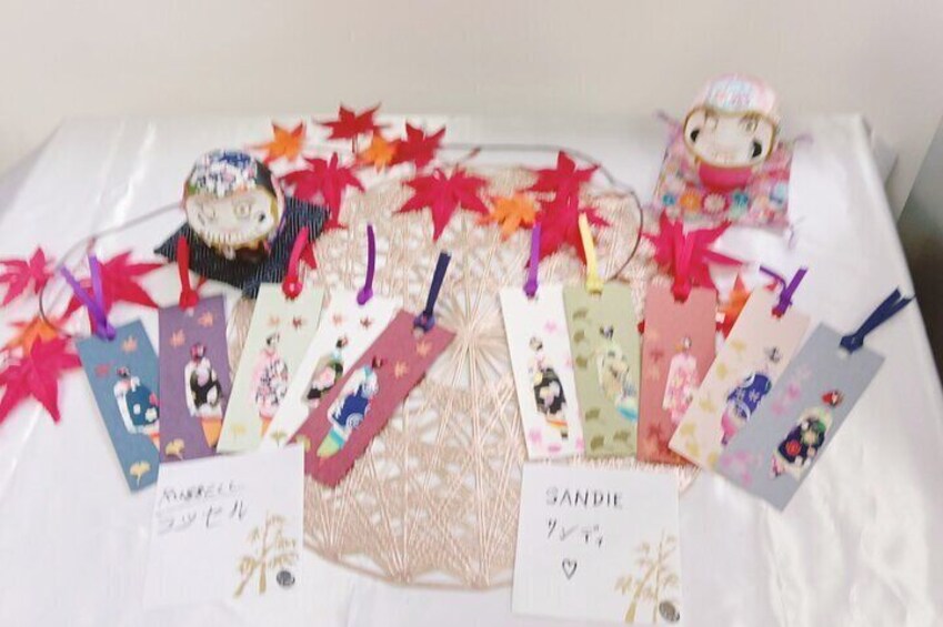 Brilliant Maiko bookmarks and DARUMAs