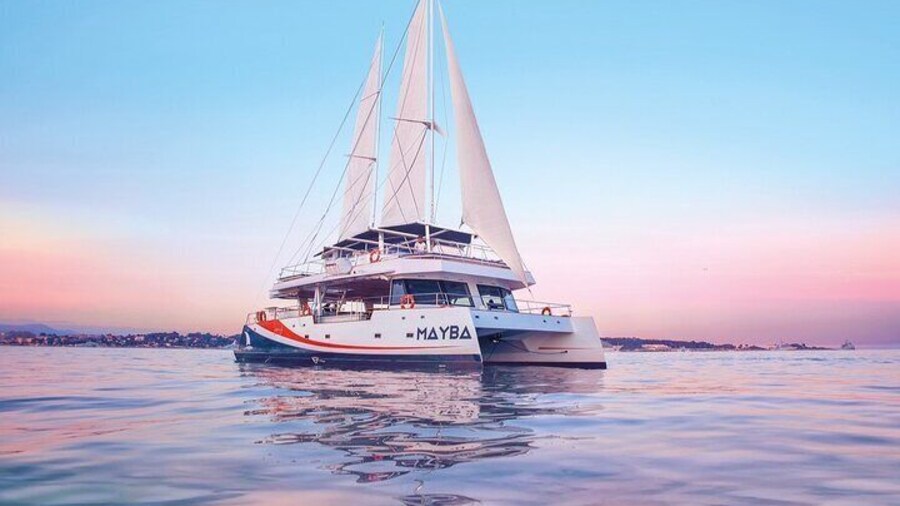 Sunset at Sea in Catamaran Villefranche Nice