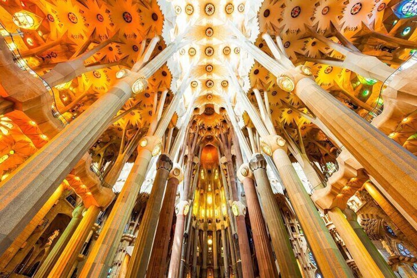 Bask in the grandeur of the Sagrada Família’s sacred space, where every column, vault, and stained glass window tells a story of devotion and divine inspiration.