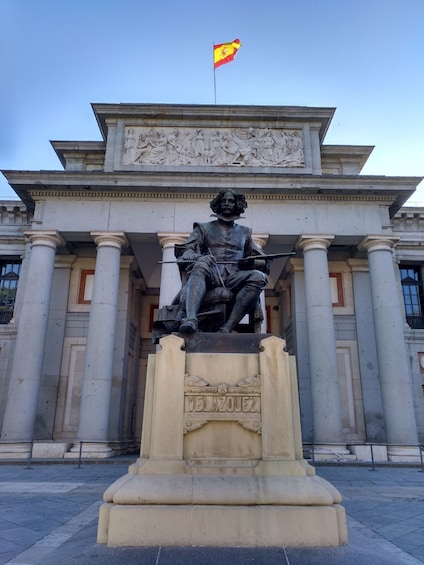 Show item 3 of 10. Statue of painter Diego Velázquez outside Museo del Prado in Madrid