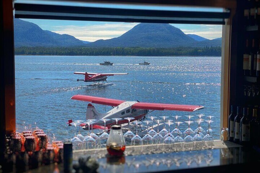 Watch float planes land and take off every few minutes.