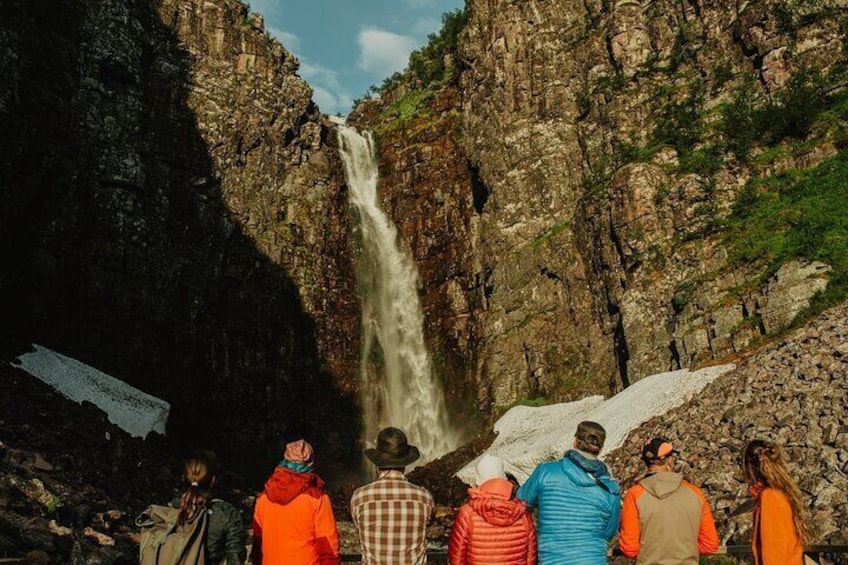 See one of Swedens highest waterfalls bathe in sunlight on midsummer