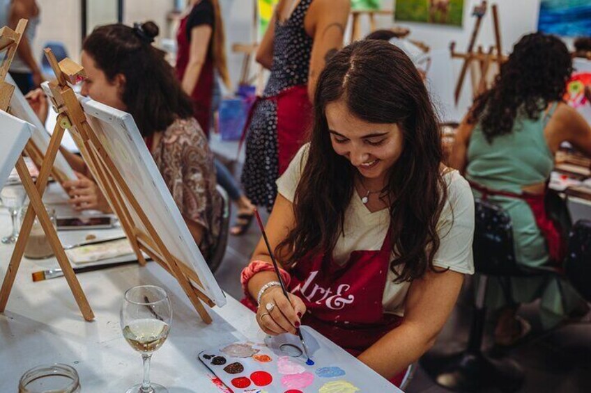 Paint Class with Wine in Barcelona