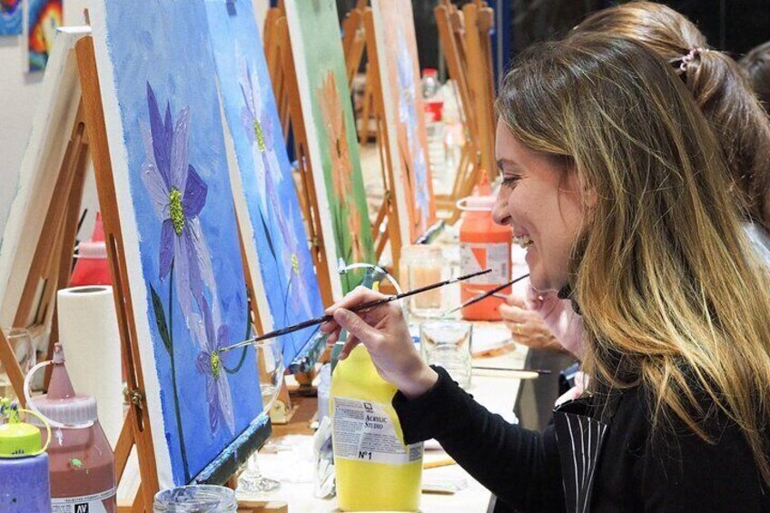 Paint Class with Wine in Barcelona
