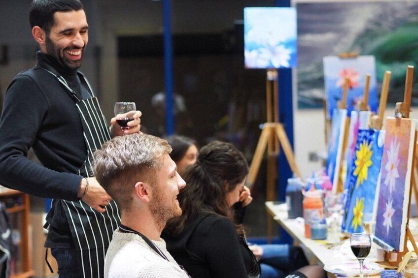 Paint Class with Wine in Barcelona