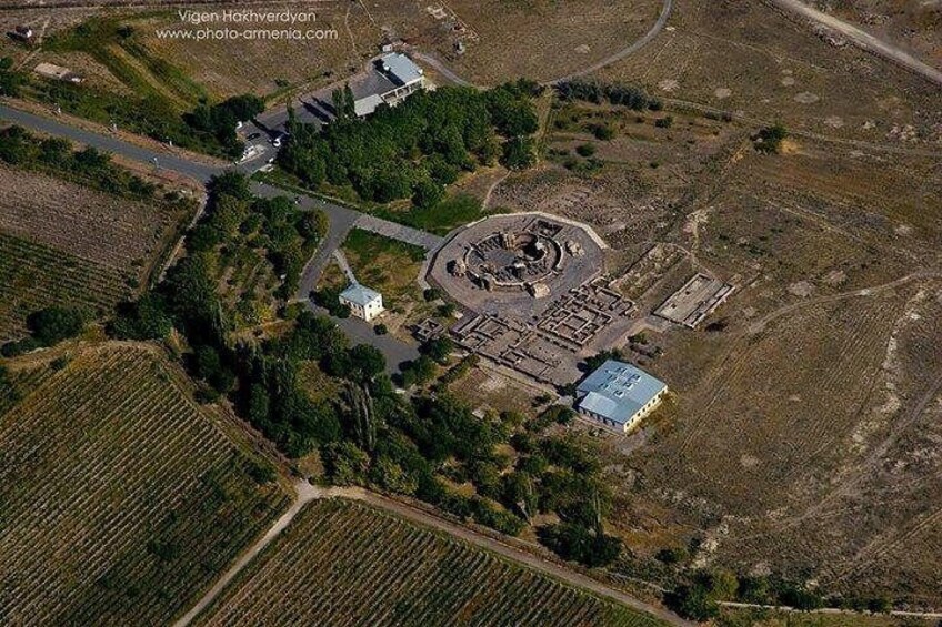 Zvartnots cathedral from sky