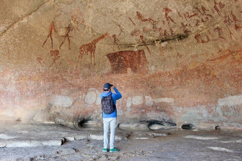 Step back in time at Matobo Hills' ancient rock art caves. Visitors can photograph preserved San paintings dating back thousands of years with our expert guides