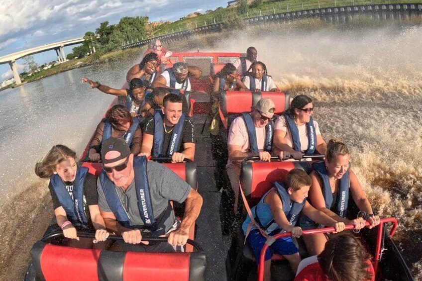 Customer reactions during spins and tricks on jet boat ride in myrtle beach