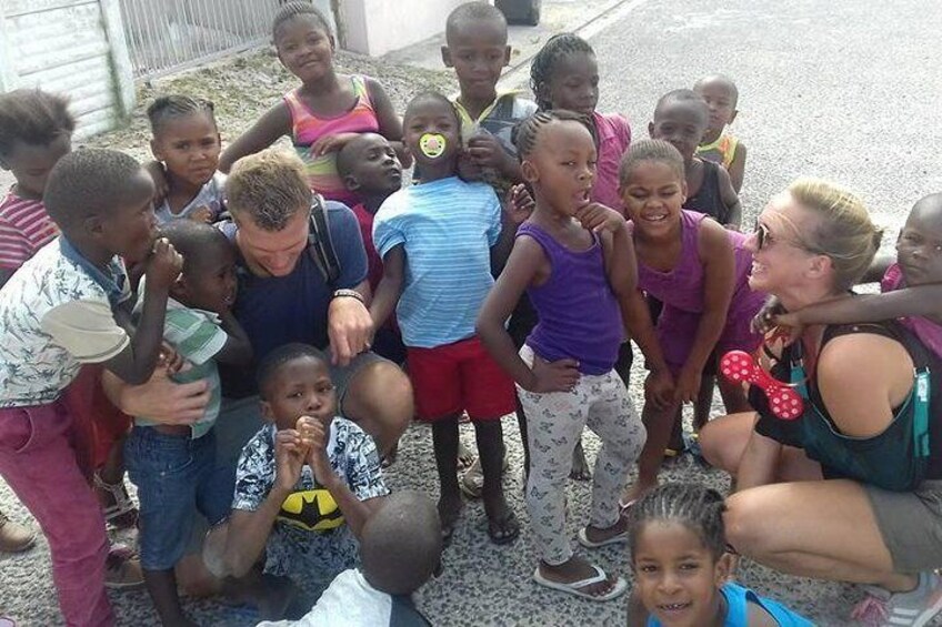 Guests loving interacting with the local children