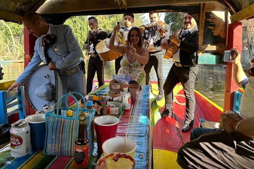 Something very Mexican like mariachi we have on the boat trip through Mexico City