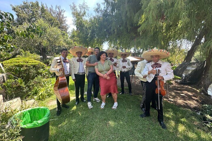 Mariachi show on the boat ride through Mexico City