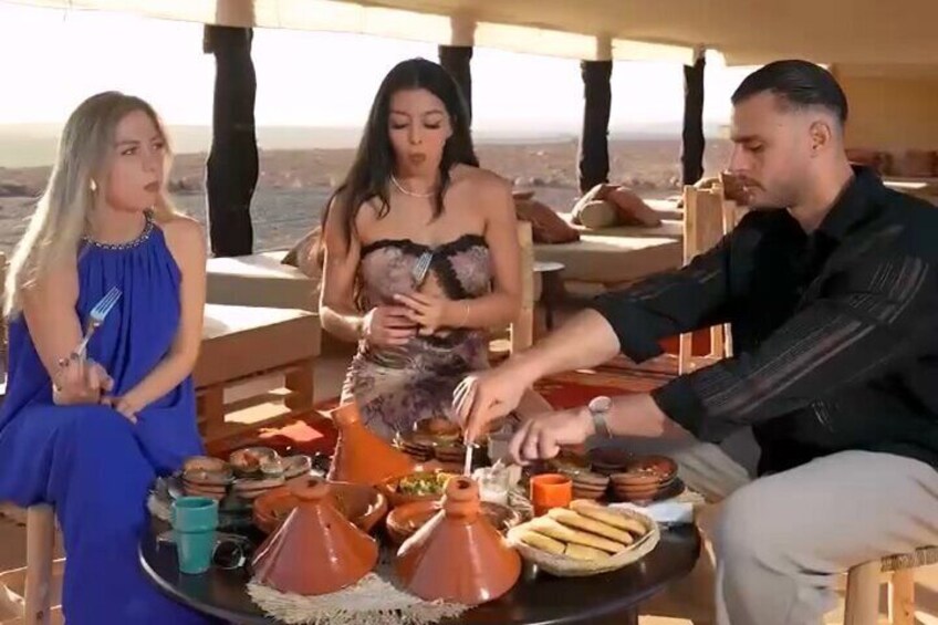Enjoy a delicious meal in the tent