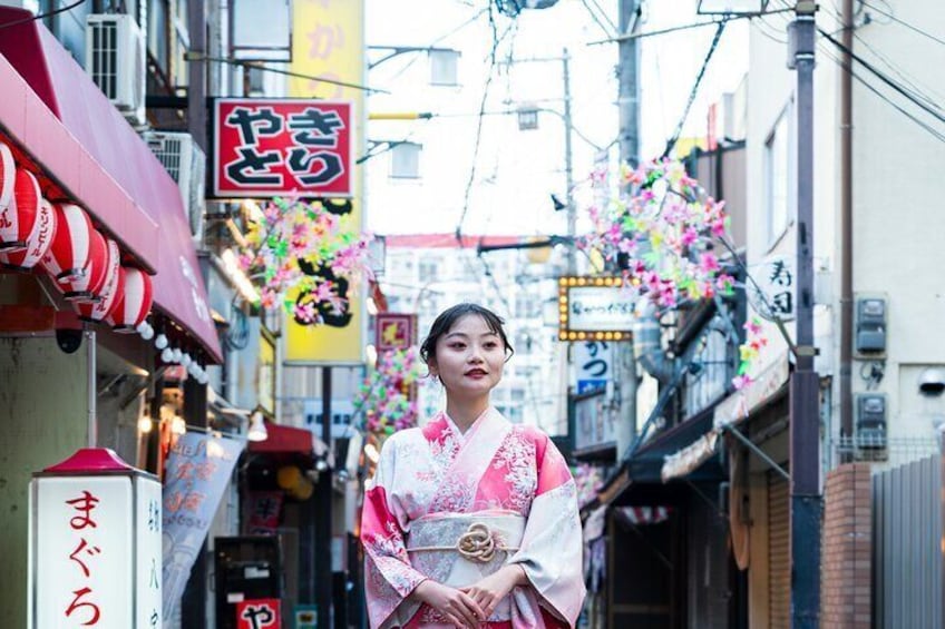 Local Nishinari Walking with Kimonos and Photo Shooting
