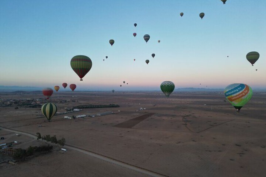 Sunrise in a hot air balloon in Marrakech