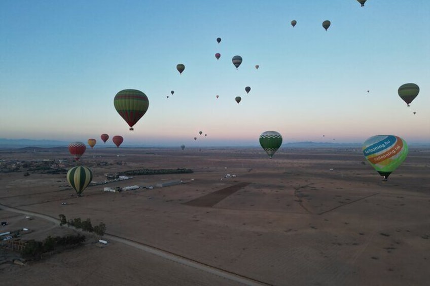 Sunrise in a hot air balloon in Marrakech