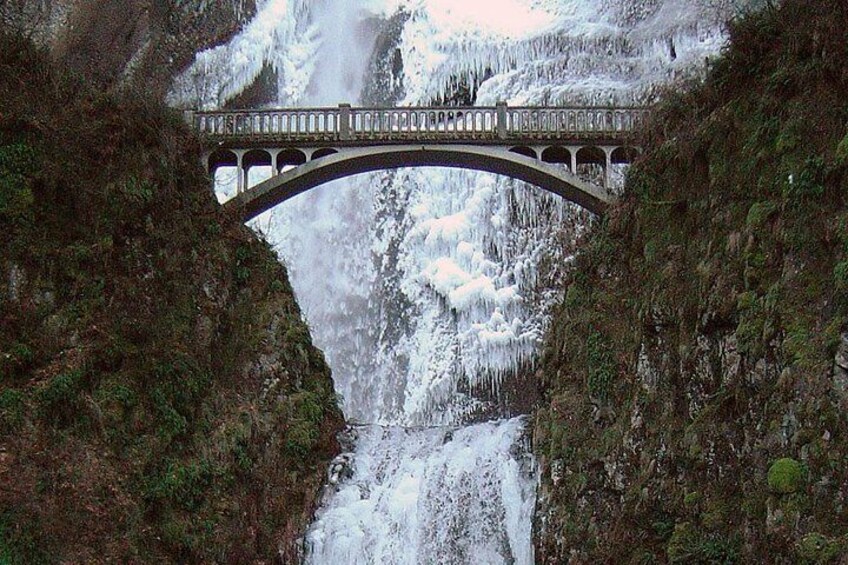 Frozen waterfalls in winter.