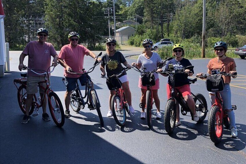 Tours meet at Pedego Boothbay Harbor where you'll be fitted for an e-bike with pedal assist and throttle for a parking lot practice ride before heading out for the tour.