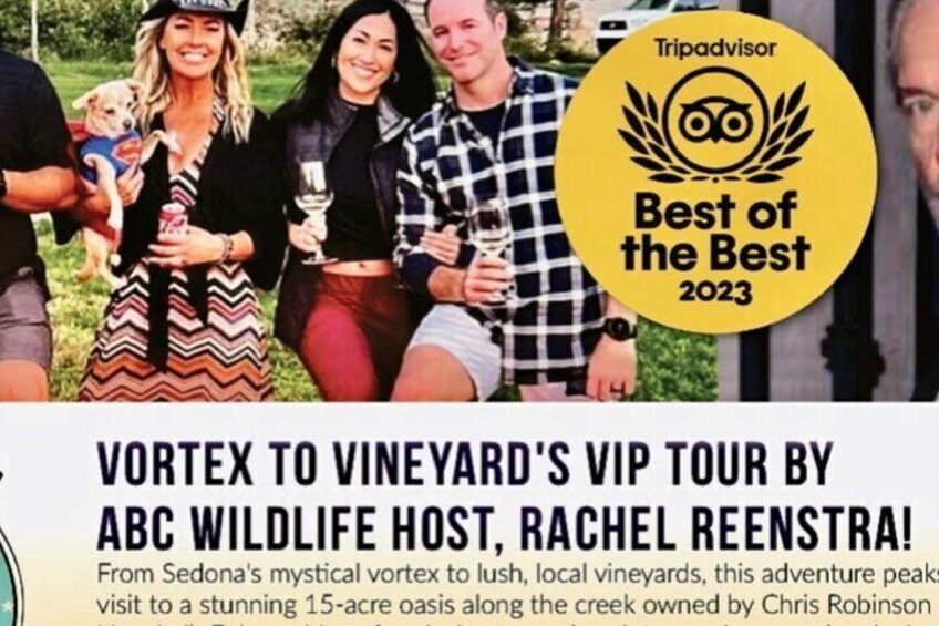 Sedona's #1 WINE TOUR-Vortex to Vineyards w/ABC wildlife host Rachel Reenstra