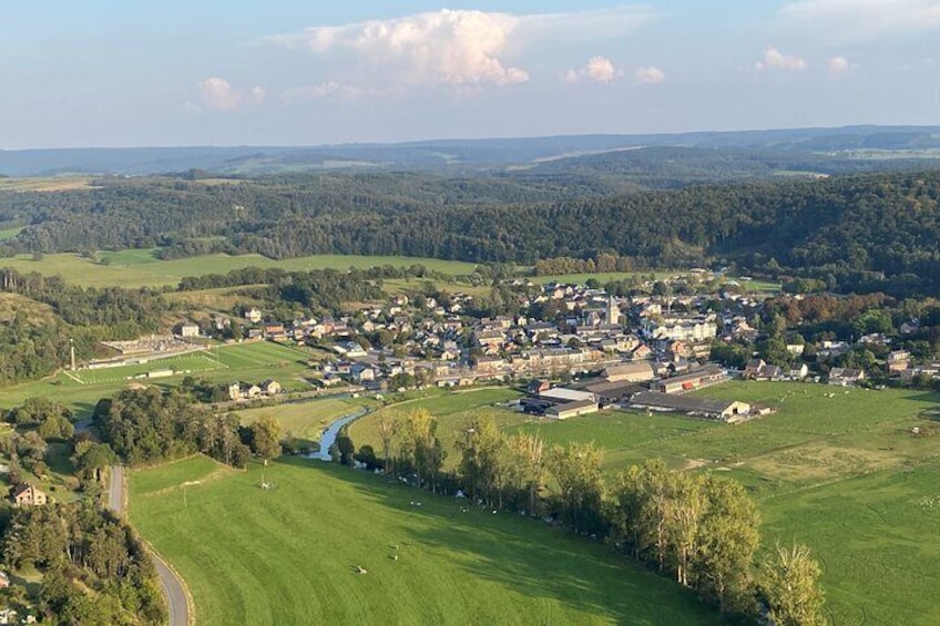 Hot air balloon flight Rochefort Geopark Famenne Ardennes