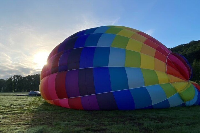 Hot air balloon flight Rochefort Geopark Famenne Ardennes