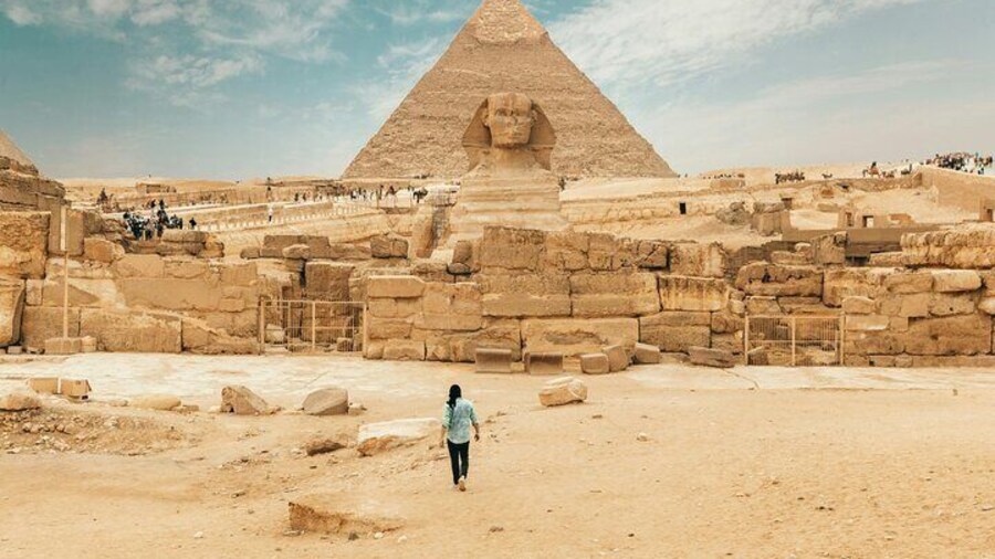 Grand Egyptian Museum and the Pyramids from Port Said