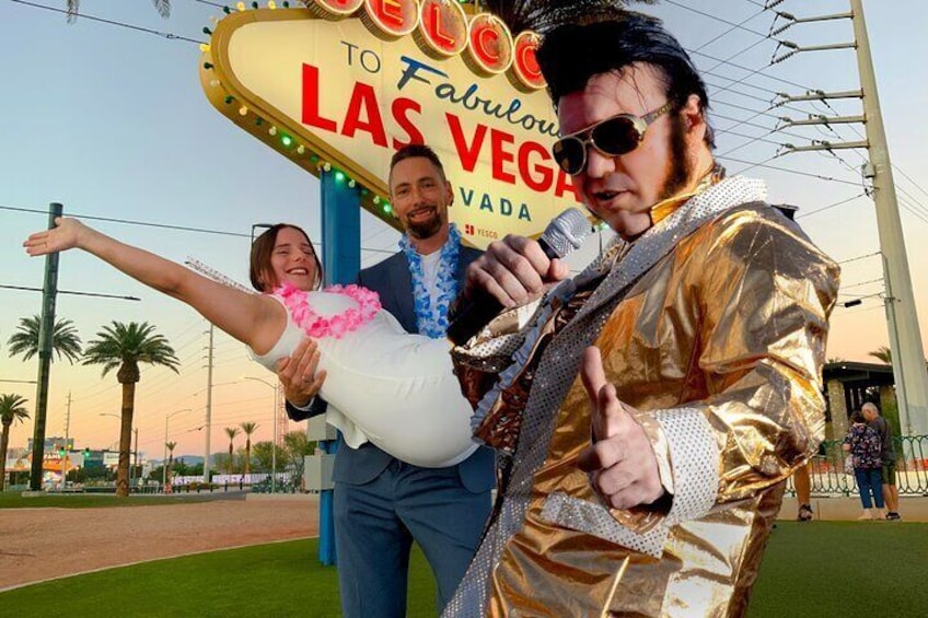 Gold Elvis at Vegas Sign