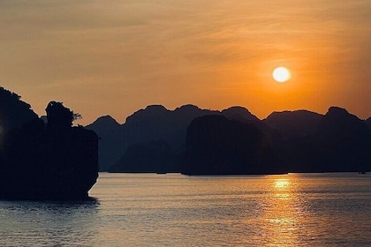 Majestic Sunset on Luxury Private Yacht Journey on Halong Bay