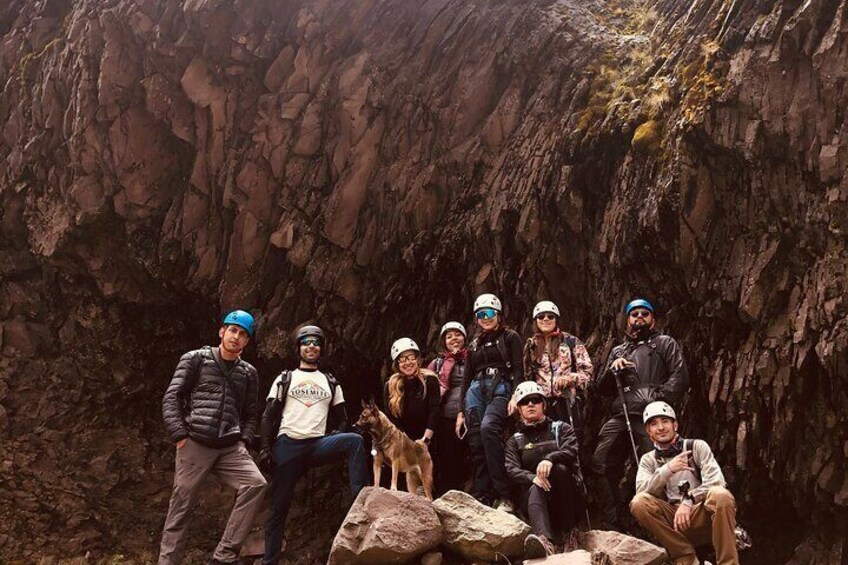 Virgin cave in the snowy collima 