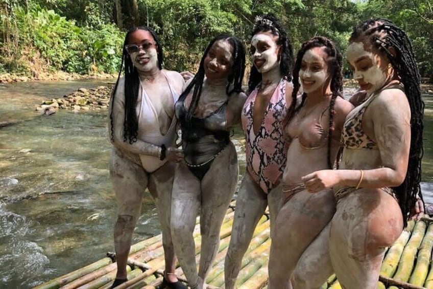 Vibing with friends on a bamboo raft