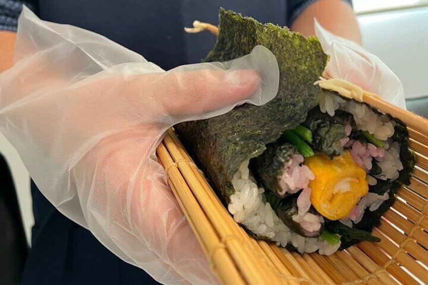 Making decorative sushi rolls near Tokyo Skytree
