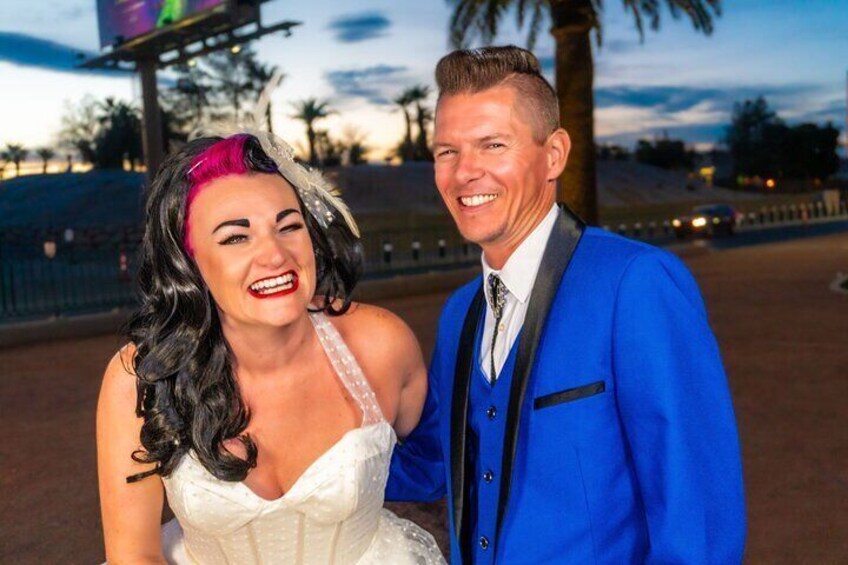 Goth Wedding or Vow Renewal at Vegas Sign with Props and Photos