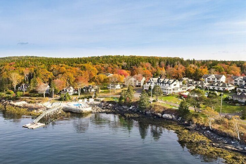 Historic Spruce Point Inn with some of the best views on the Boothbay peninsula.