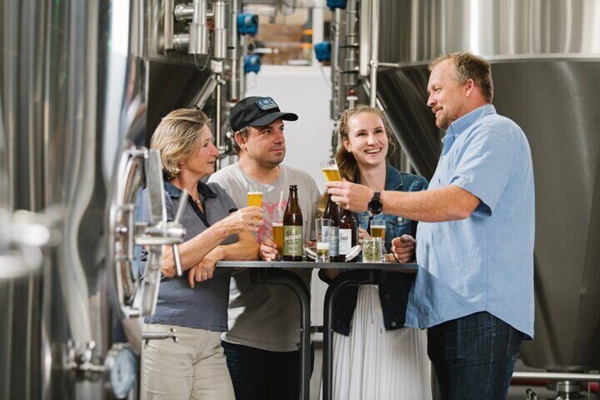 Beer tasting in the middle of the brewery