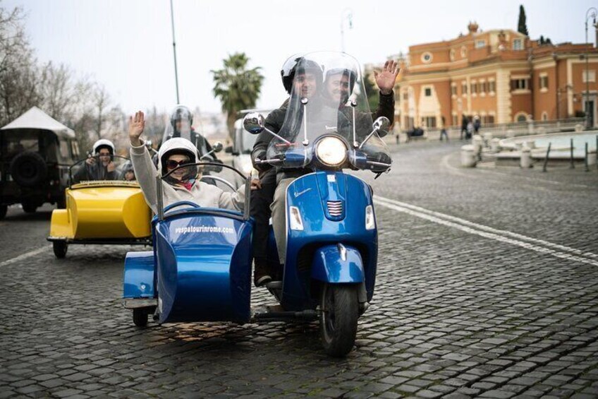 Good food, great company, and the best ride in Rome!