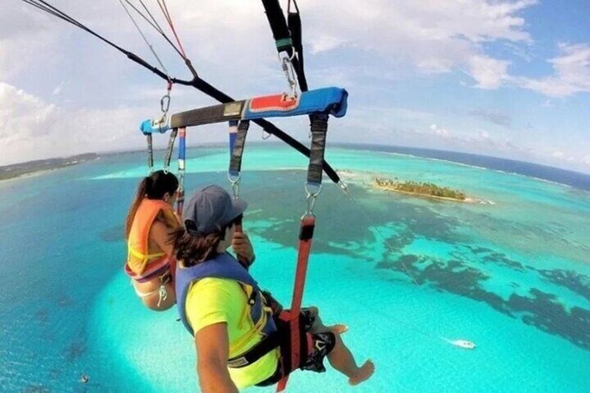 Parasailing Over the Sea of 7 Colors of San Andres