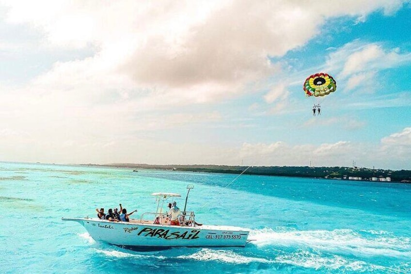 Parasailing Over the Sea of 7 Colors of San Andres