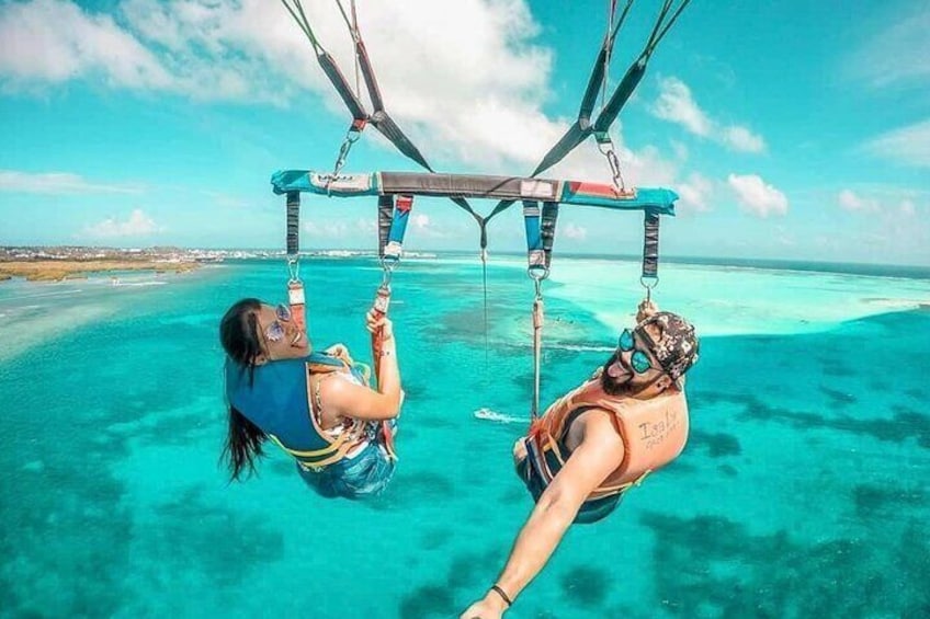 Parasailing Over the Sea of 7 Colors of San Andres