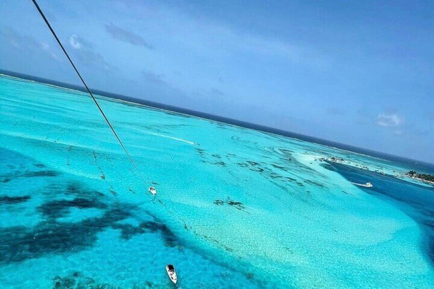 Parasailing Over the Sea of 7 Colors of San Andres