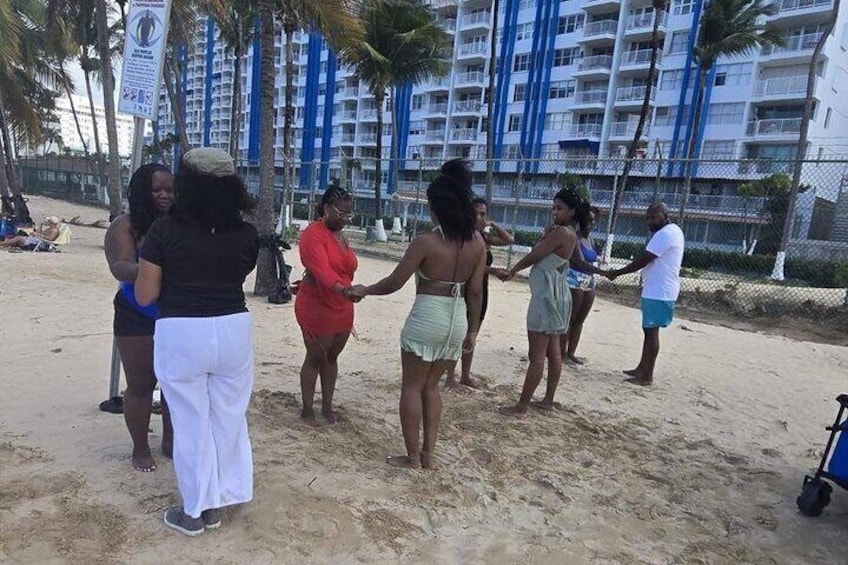 Coquito Drink and Salsa Beach Class