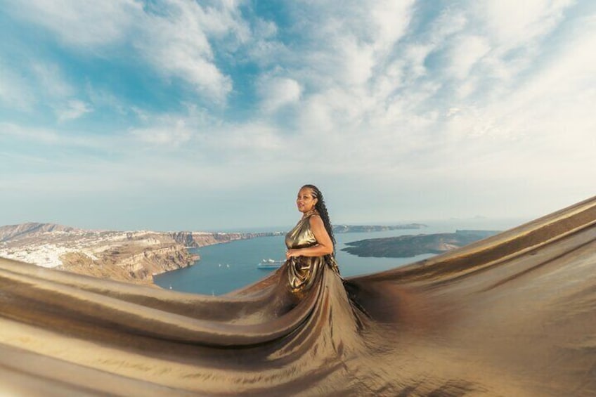 Flying Dress Photoshoot in Santorini with Pick Up