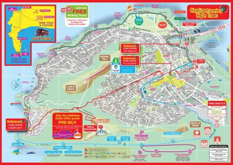 City Sightseeing Cape Town Hop-On Hop-Off Bus Tour + 2 Walking Tours