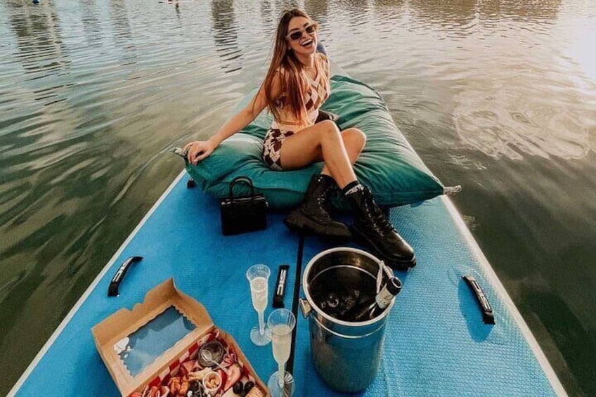 Private Floating Picnic in Condado Lagoon with Wine & Rose Petals