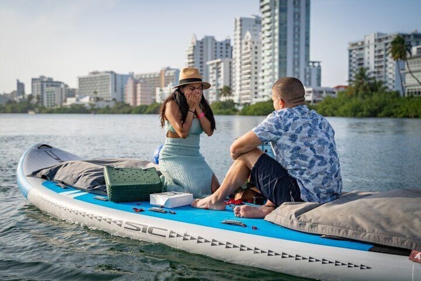 Private Floating Picnic in Condado Lagoon with Wine & Rose Petals