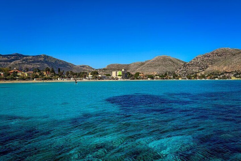 Boat party in Mondello by Night at Sunset with drinks and snacks