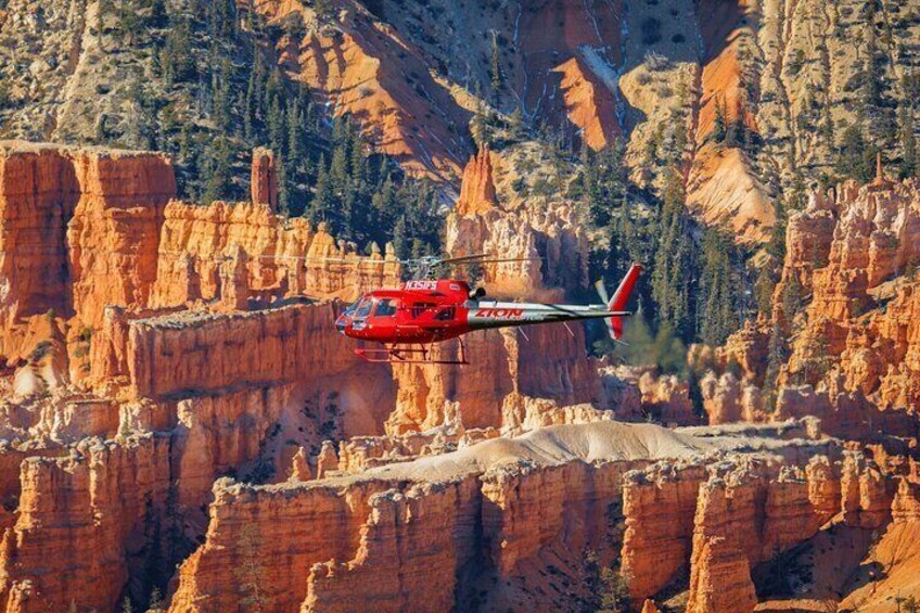 Fly past spectacular rock formations at Bryce Canyon National Park